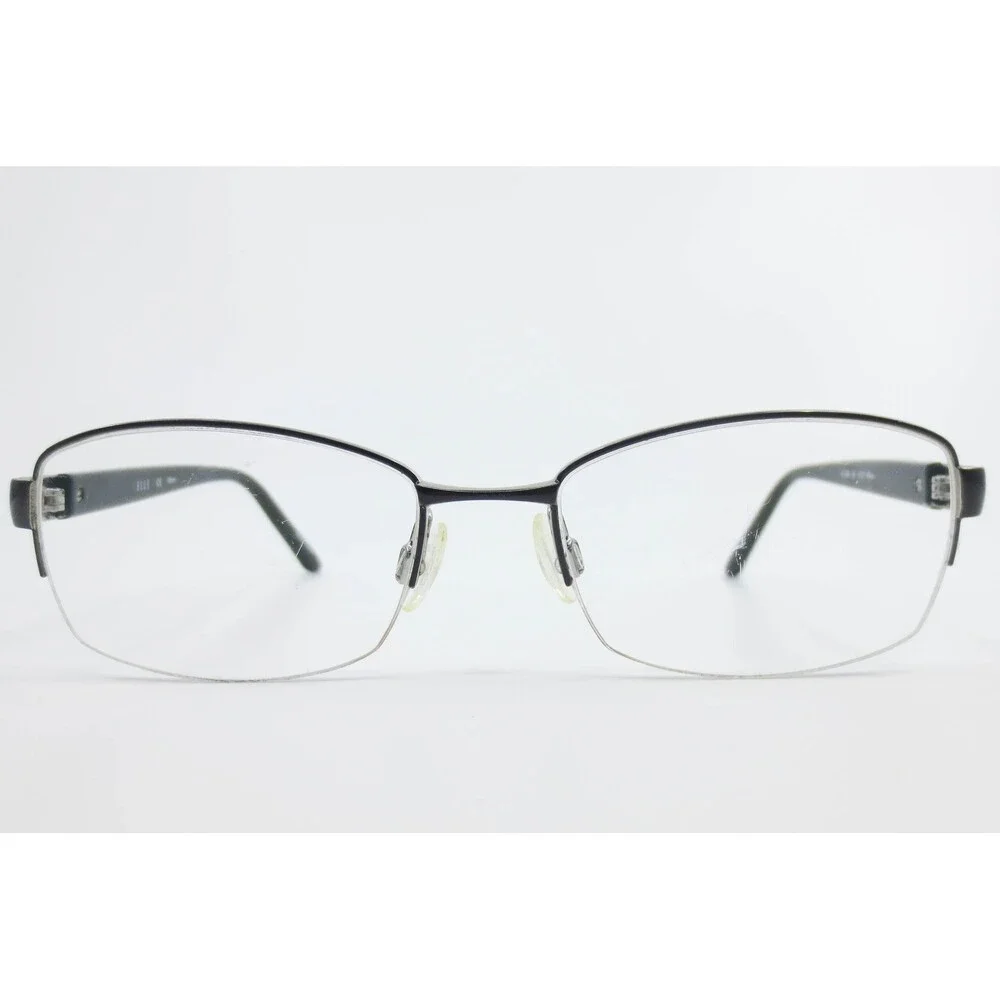 Elle EL13390 BK Black Semi-Rimless Rectangular Eyeglasses Frames 51-17-135 Logo
